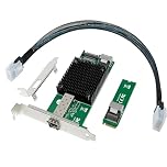 10G M.2 NVMe (M Key SFP+ PCIe X4 Netwrok Card with Intel 82599 (X520-DA1) Controller, 10 GB RJ45 Ethernet NIC Industrial Adapter with SFF-8087 Cable/Low Profile Bracket Support PXE & UEFI