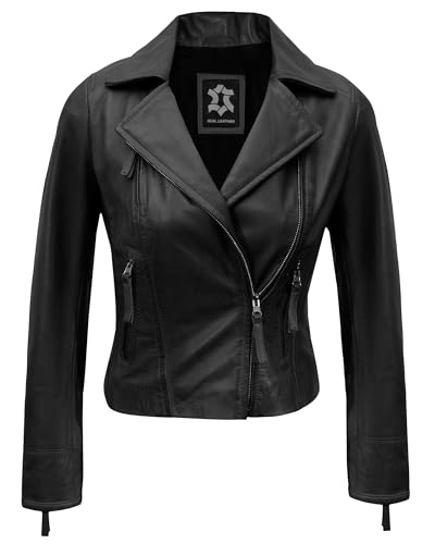 Leather Jacket Women - Real Lambskin Jacket Moto Biker Motocycle Coat