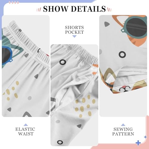 Cat with Glasses Boys Pants Boys Athletic Pants Long Pant for Boywith Pockets Wide-Leg Size 6-14Y4