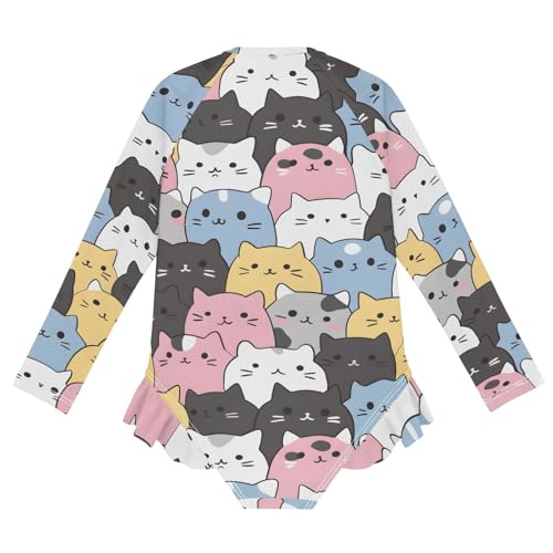 Image of Girls One Piece Swimsuits Long Sleeve Swimsuit Zipper Bathing Suits Swimwear