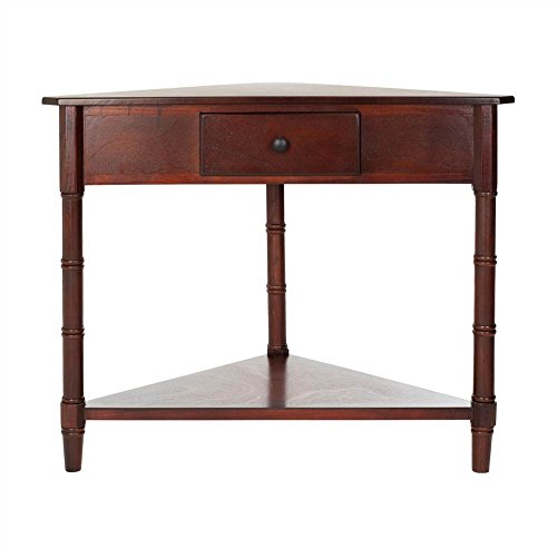 Image of SAFAVIEH Furniture - Gomez 1-Drawer Corner Table - Dark Cherry - Solid Wood - Classic Corner Storage Design - Ideal for Entryway, Living Room, Home Office, 33.1 inchW x 17.3 inchD x 28 inchH (AMH5709D)