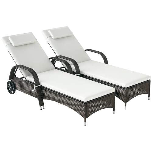 Outsunny Wicker Chaise Lounge Set