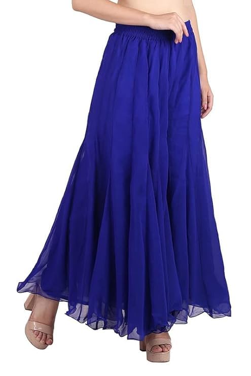 Image of Kvish Regular Loose Fit Solid Colour Georgette Flared Sharara Palazzo for Women