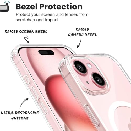 Image of DIZORO Crystal Clear Magnetic Magsafe Compatible with iPhone 15 Plus Case with Anti-Yellow Anti-Scratch Shockproof Transparent Cover