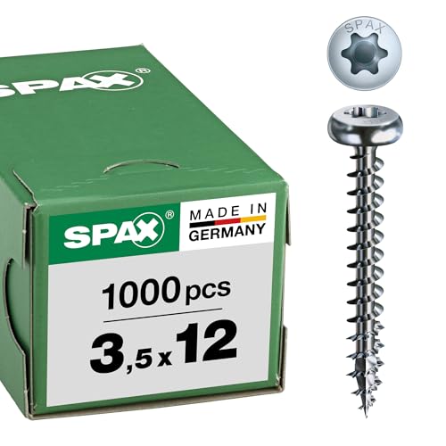 SPAX Universalschraube, 3,5 x 12 mm, 1000 Stück, T-STAR plus, Halbrundkopf, Vollgewinde, 4CUT, WIROX A9J, 0201010350125