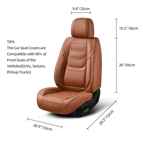 Image of TIEHESYT Car Seat Covers Full Set, Breathable Leather Automotive Front and Rear Seat Covers, Car Seat Protectors Full Set, Compatible with Most Vehicles, SUV (Brown, Front Pair and Rear)