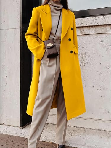 Image of IDEALSANXUN Womens Long Wool Coats Fall Winter Double Breasted Trench Coat Peacoat