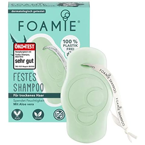 Foamie Shampoo Bar, Aloe - Moisturising for Dry Hair - Plastic-Free, pH-Balanced, Soap-Free, No Nasties, Vegan - Perfect for Travel Cover