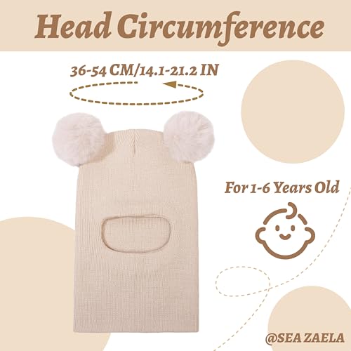 Sea Zaela Toddler Winter Hat Scarf Baby Beanie with Neck Warmer Boys Girls Warm Windproof Knit Hats 1-6 T3