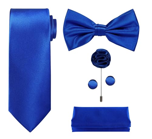 Image of Tie G .5pcs Tie set in a gift box : Tie sets : Solid color Neck tie,Satin Bow tie,Pocket Square, Lapel, Cuffs link