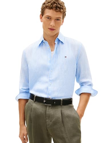 Image of Tommy Hilfiger Men's Long Sleeve Casual Linen Button Down Shirts in Regular Fit