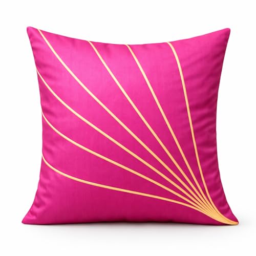 Image of LOFEY Dupion Silk Cushion Cover, 16 x 16 Inch (40 x 40 cm), Decorative Sofa Pillow Cover, Zipper Closure (2, Pink)
