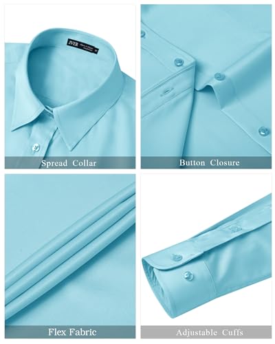 Image of J.VER Womens Dress Shirts Long Sleeve Button Down Shirt Wrinkle-Free Business Casual Blouse Office Work Tops