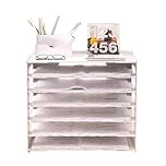 OUlxxluo Extra Large A3 Paper Shelves for Office and School White Desk Files Shelves Desk Letter Tray Magazine File Holder 2024