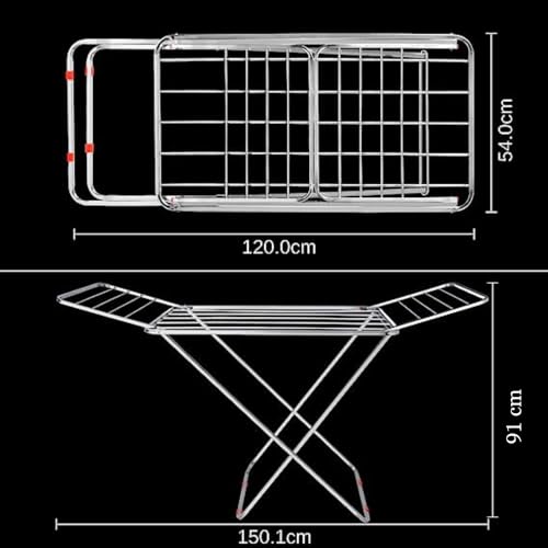 Image of CIPLA PLAST Heavy & Strong Stainless Steel Foldable Cloth Dryer Stand Double Rack Cloth Stands for Drying Clothes | Large Drying Area, Weather Resistant, Foldable- Ideal for Balcony Use