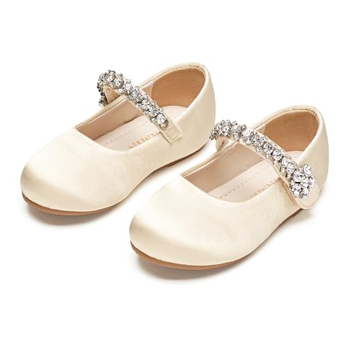 Image of PHIRAMIN Toddler Flower Girl Glitter Dress Shoes Little Girl Ballet Flats Bow Wedding Party