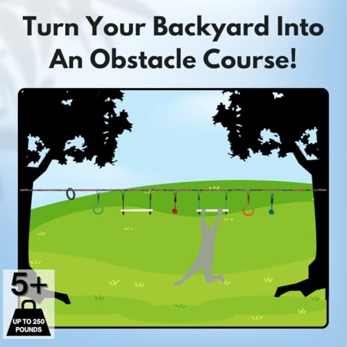 slackers ninjaline - 3639 intro kit - includes 7 hanging attachments - best outdoor ninja warrior training equipment for kids - build your very own backyard obstacle course - rated ages 5