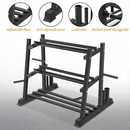 Image of Dumbbell Rack, Bongkim Dumbbell Set with Rack Stand, Dumbbells Weights Rack for Home Gym, Weight Rack for Dumbbells, Kettlebells, and Weight Plates 1100LBS