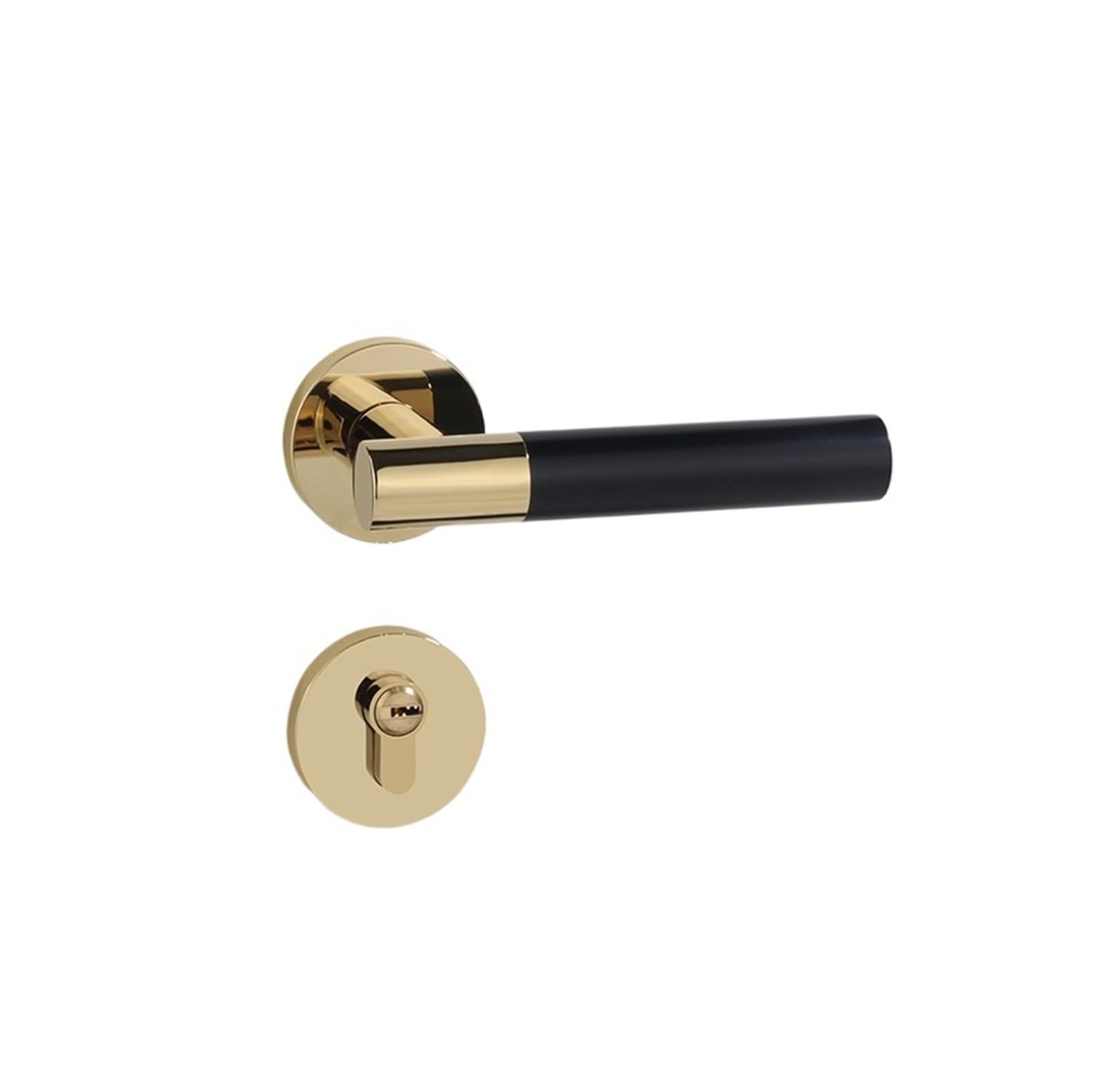 NYRXRYTCA Door Indoor Magnetic Door Lock Bedroom Door Handle Bathroom Bronze Wooden Door Home Silent Split Lock(D31 S945 PVD gold black)