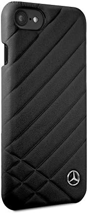 CG MOBILE Mercedes-Benz Phone Case for iPhone SE, 8 & 7 in Black Pattern III, Real Leather Protective, Durable & Anti-Scratch Case with Accessible Ports, Shock Absorption & Signature Logo