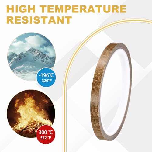 Image of PATIKIL High Temperature PTFE Tape 5 /16 Inch x 33 Feet, PTFE Coated Fiberglass Adhesive Tape for Vacuum Sealer Machines Hand-Impulse Sealers Insulation, Brown