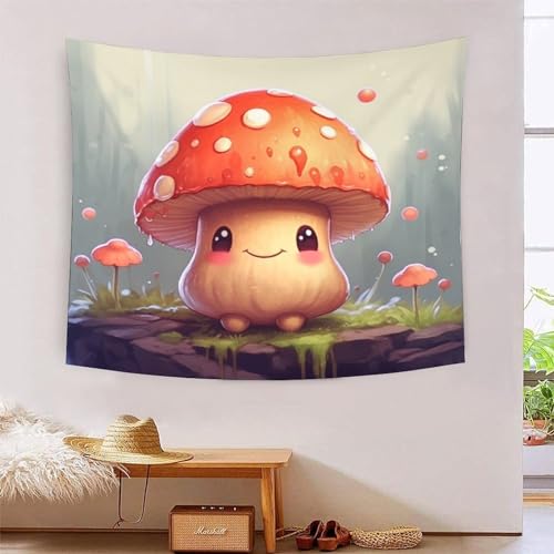 Tapisserie champignons 3D effet visuel saisissant grand tissu mural