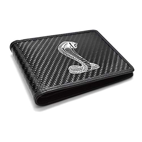 for - Ford Mustang Cobra Black Real Carbon Fiber Leather RFID Blocking Bi-fold Wallet2