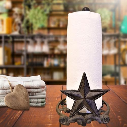 BestGiftEver-Metal-Star-Country-Rustic-Paper-Towel-Holder-Freestanding-Kitchen-Countertop-Decor-for-Farmhouse-and-Western-Styles-Made-of-Rustic-Brown-Cast-Iron-for-Countertop-Cabin-Theme BestGiftEver Metal Star Country Rustic Paper Towel Holder Freestanding Kitchen Countertop Decor for Farmhouse and Western Styles Made of Rustic Brown Cast Iron for Countertop Cabin Theme