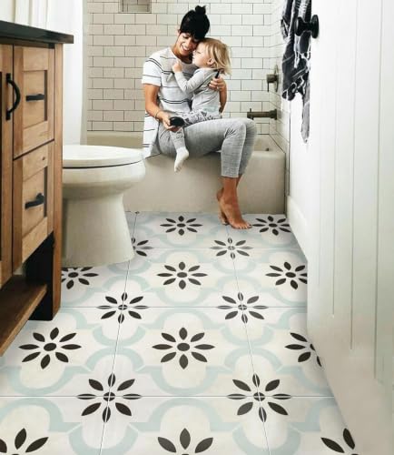 Image of Moroccan Tile Stickers | Waterproof Self Adhesive Peel & Stick Tile Decals for Kitchen Backsplash, Bathroom Wall, Floor, Furniture & Glass (8x8 Inch, Design 16, 36 Pic)