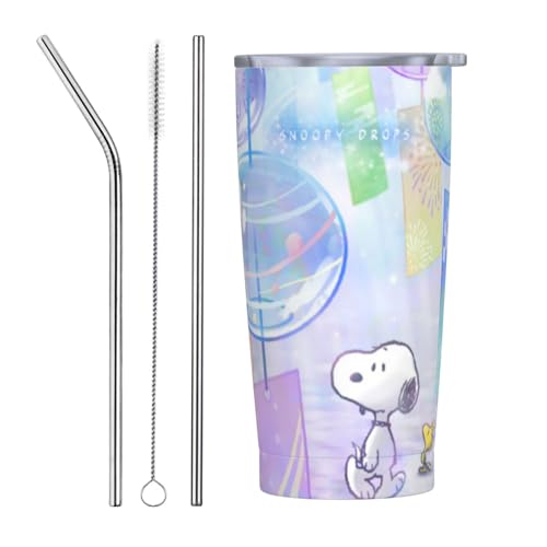 スヌーピー アニメ ストロー&ストローブラシ付き マグカップ コーヒーカップ 600ml コンビニカップ タンブラー ステンレス製 保冷 保温 車用 蓋付き 持ち運び 水筒 大容量 直飲み キャラクター 人気 プレゼント