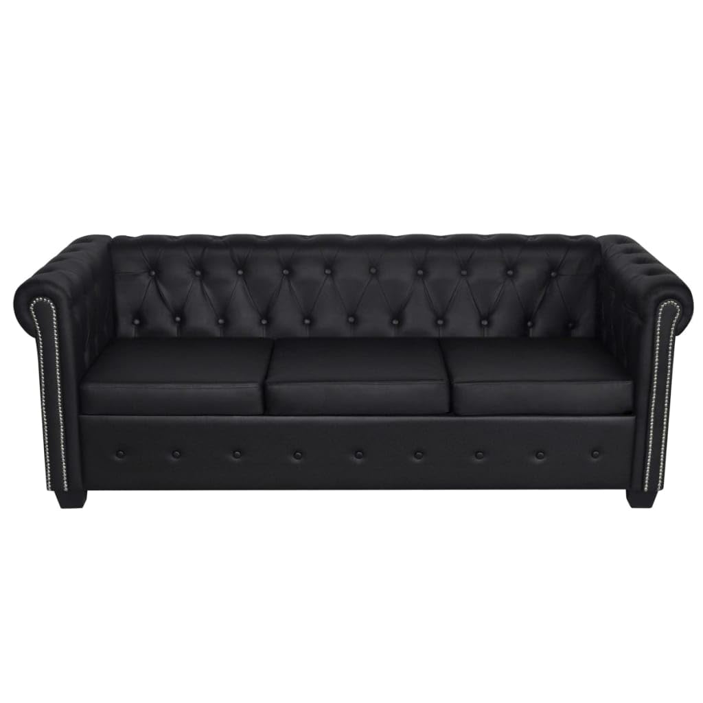 Divani Chesterfield a 2 Posti e a 3 Posti in Similpelle Nero Poltrone Sofa Divano Ufficio Divano Moderno Divano Per Esterno per Soggiorno Sala Studio Balcone Camera Da Letto