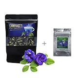 CAWFIX Thai Organic Dried Butterfly Pea Flowers - Multipurpose Clitoria Ternatea Loose Herbal Tea Leaves In 50g Airtight Ziplock Bag - No Pesticides - For Beverages, Cocktails, Baking - Seeds Included