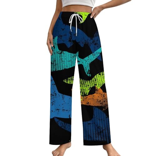 Pantalon de pyjama femme fluide vert Requin taille S à poches utiles