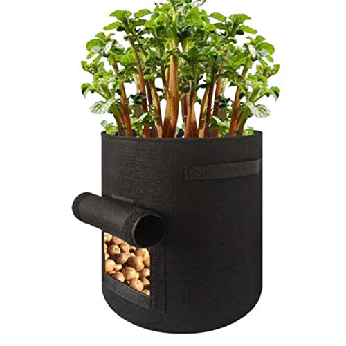 Bolsos de Cultivo de Patata Jardín Tomate Planta Bolsa Tela Saco Spuds Potes de raíz Potes Vegetal Jardín Hidratante Vertical Jardín (Color : Yellow 35x40cm(7Gal), Size : 5 Pcs)