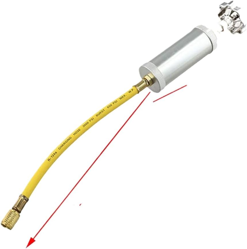 Hand Turn Pump for Oil Injection in Vehicle AC Systems 2 Oz Capacity 1/4 SAE Connector Compatible with R134A R12