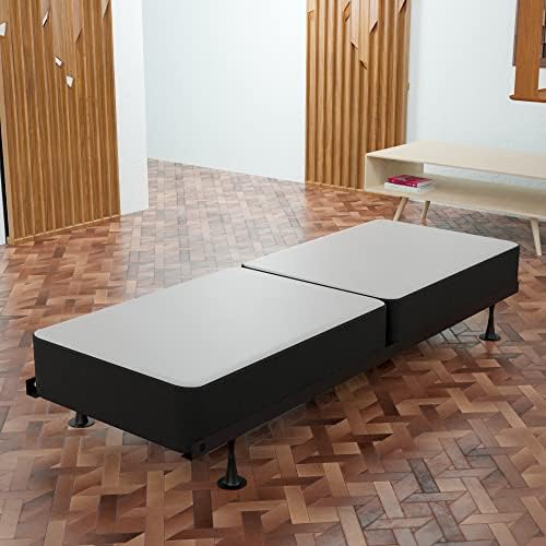 Greaton, 4-Inch Sturdy Box Spring for Mattress Support-Durable and Fully Assembled, Natural Wood Foundation for Twin XL, Black