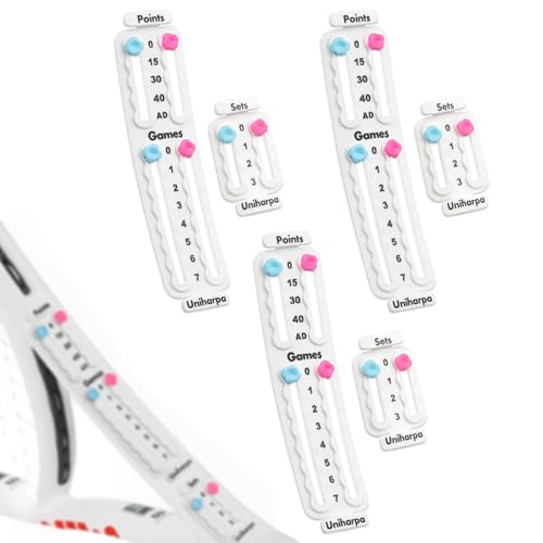 Uniharpa Tennis Score Keeper for Racket,Pack of 3 White Tennis Racket Pickleball Paddle Scorekeeper,Small Score Board Counter for Tennis Trainer,Point Tracker Recording Points,1.9g,3pcs