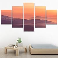 SIGNWIN 5 Panel Canvas Wall Art Coastal Multicolor Photography Relax/Calm Romantics Sunset for Home Decorations Ready to Hang - 60