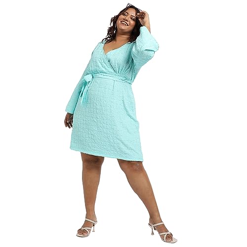 Image of Instafab Plus Women's Dress for Casual Wear | Short Sleeve | Plus-Size Fit | Polyester Fabric | V-Neck Dress Crafted with Comfort Fit for Everyday Wear
