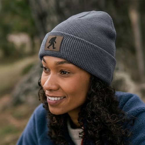 Image of Bigfoot Beanie for Men - Sasquatch Hat Winter Knit Cuffed Beanie for Women - Bigfoot Gifts for Christmas & New Year