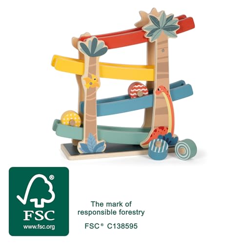 small foot Kugelbahn „Dino“, robuste Kullerbahn aus FSC 100%-zertifiziertem Holz, für Kinder ab 18 Monaten, 12614