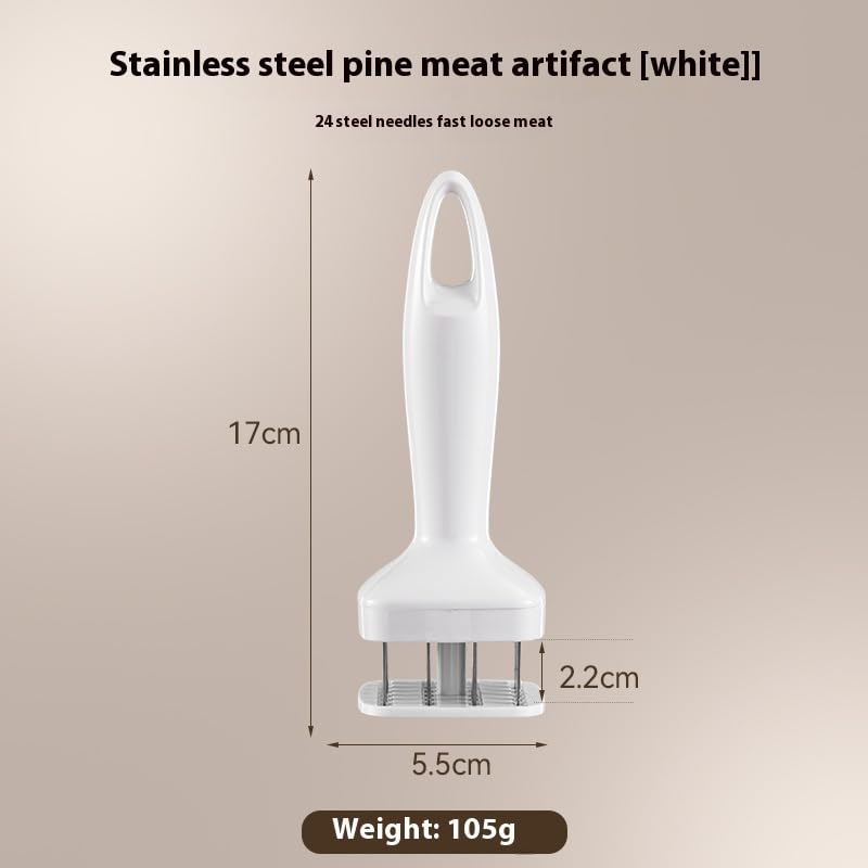 Meat Tenderiser Pin Tool Stainless Steel Pin Manual Steak Hammer Tool, Meat Loosening Pin for Kitchen Cooking Chicken Breast Steak, Pork, Chicken, Fish, Beef (White)