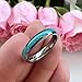 TUTISS 4mm Tungsten Rings for Women Men Fashion Wedding Bands Crushed Turquoise Inlay Domed Polished Comfort Fit Size 4