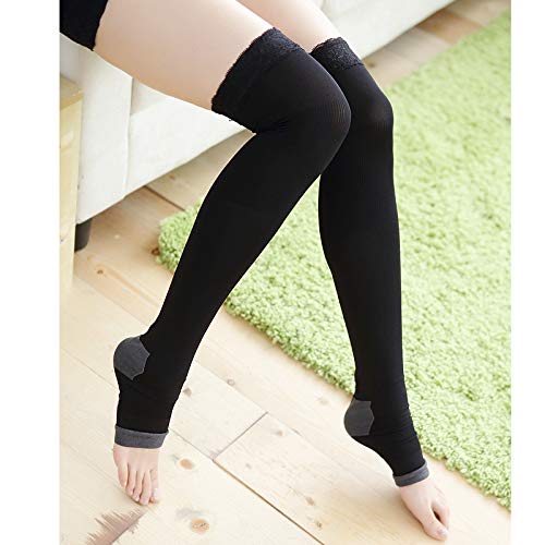 Chaussettes longues aux genoux noir lot de 3 paires hautes coton élastique unies