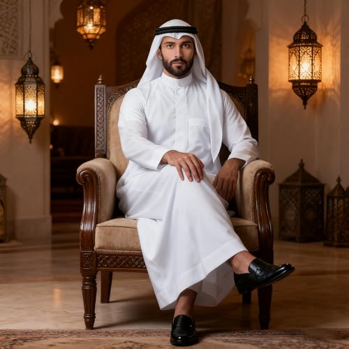 Men's Thobe Muslim Clothes Long Sleeve Middle East Saudi Kaftan Islamic Abaya Dubai Arab Robe2