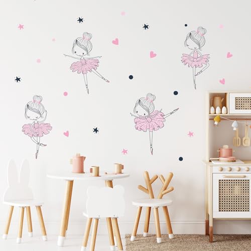 4 Vinilos Decorativos Bailarinas Para Pared Habitación Niñas miniatura 2