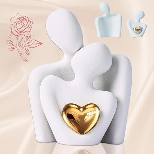 Mikqky Figura R omántica de P areja Estatua de Pareja de Cerámica, Figura Abstracta Romántica Moderna de Cerámica, Figurines de Pareja Amor Figura Abstracta Romántica, Mini Estatua de Pareja