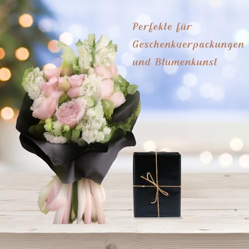 Metallic Geschenkpapier Schwarzes, 43cm*10m Perlglanz Packpapier, Wrapping Paper Plain, Kraftpapier Rolle für Blumen Geschenkbox Dekorationen für Babyparty Hochzeit Geburtstag (Schwarz)