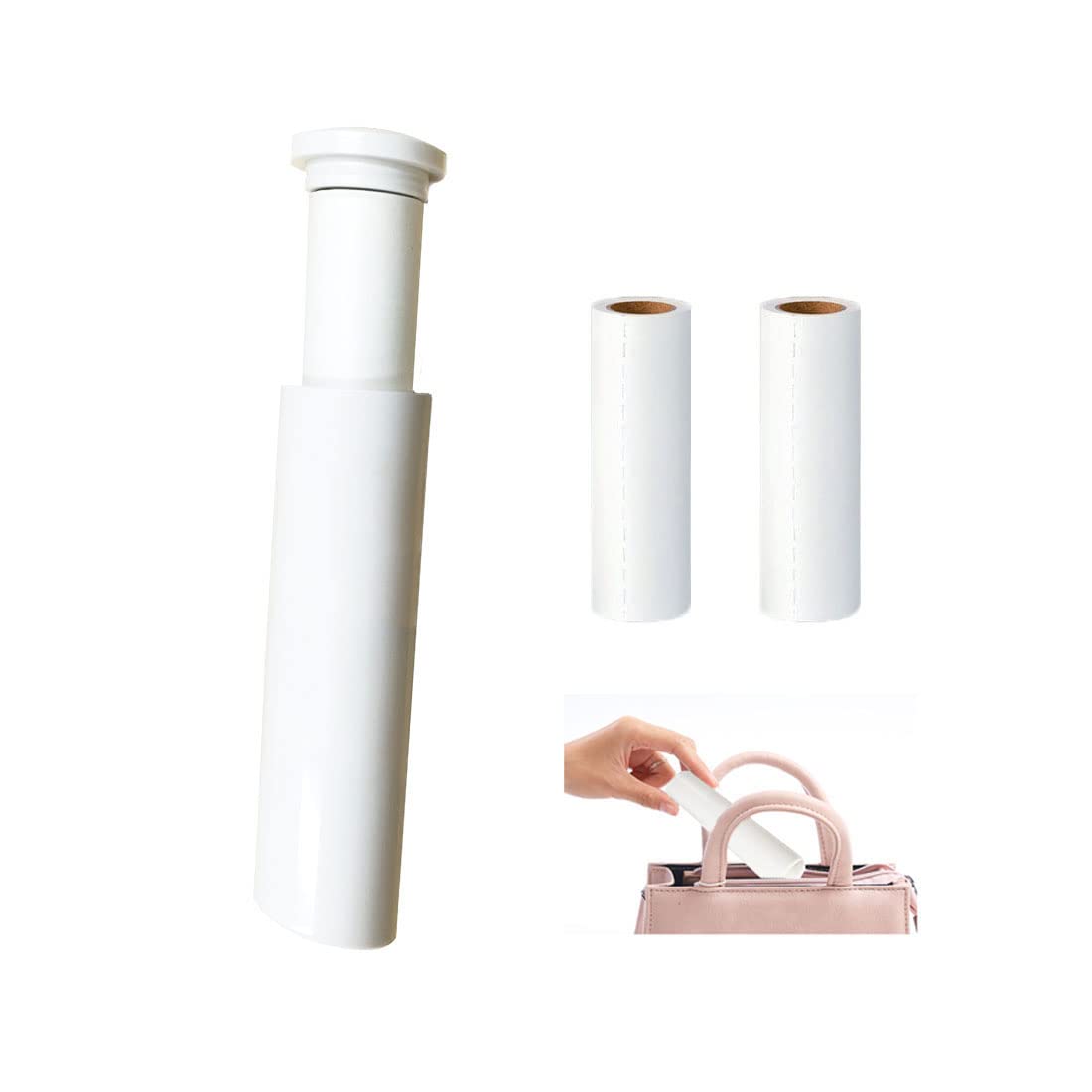 SPOTFISH Lint Roller Mini for Clothes Extra Sticky, Travel Size Toiletries Retractable Pet Hair Remover for Dust with 2 Refills 90 Sheets (White)