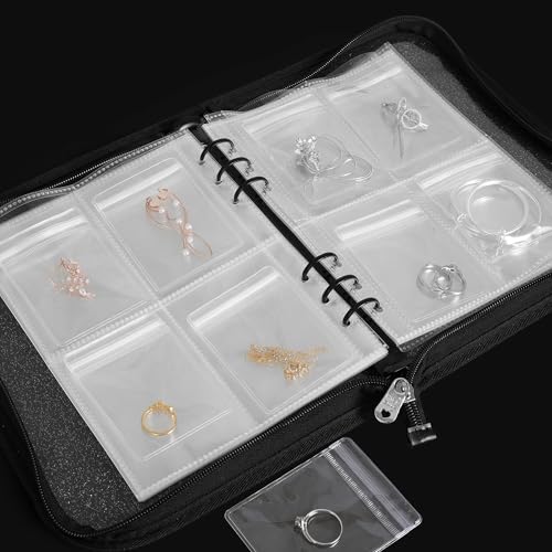 KIKIGOAL Transparent Jewelry Storage Book Jewellery Organiser with Pockets Earring Storage Jewelry Display Book Album with 80 Grids+30 pcs PVC Bags (80 Grids+30 pcs 6 * 8 PVC Bags) … - Image 3